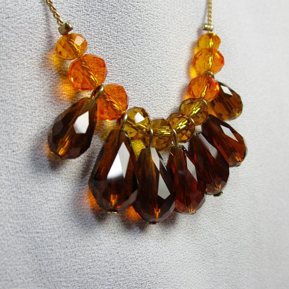 Vintage Crystal Bead Bib Style Necklace - Picture 2 of 7